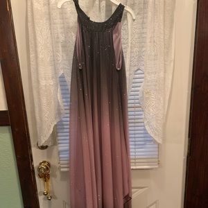 Long lavender and dark purple dress